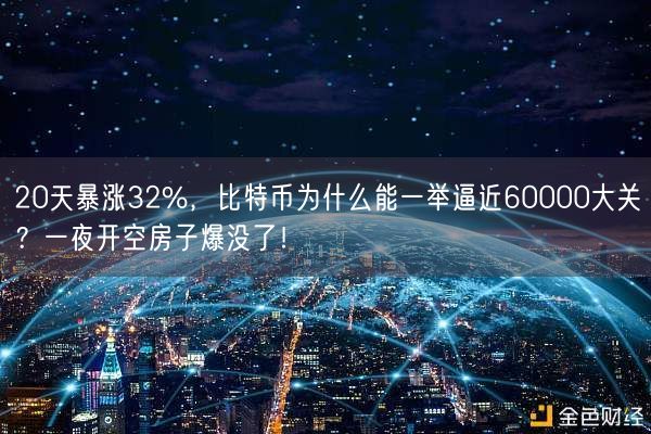 20天暴涨32%，比特币为什么能一举逼近60000大关？一夜开空房子爆没了！ 